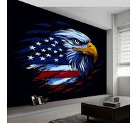 Panoramic Wallpaper Wall Mural - National Flag Pattern Eagle Animal, Black Non-Woven Premium Fleece Wallpaper Poster for Bedroom Living Room Home Wall Decoration, W250 x H175 cm