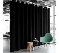 PANOVOUS Extra Wide Blackout Room Divider Curtain - Eyelet Thermal Insulated Large Curtain Panel, Thick Fabric for Ultimate Privacy, Black, 1 Panel, 180W x 108L Inch