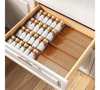 PanPanPal Spice Drawer Organiser, 2 Tiers, Set of 4, Amber | Spice Rack for Inside Drawer, Adjustable Seasoning Organizer for Cupboard, Acrylic Drawers Shelf for Kitchen, Countertop