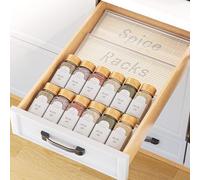 PanPanPal Spice Drawer Organiser, Spice Rack for Inside Drawer, Adjustable Seasoning Organizer for Cupboard, Acrylic Drawers Shelf for kitchen, 2 Tiers, Set of 2, Clear