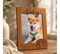 PANPANZZ Personalized Dog Memorial Gifts Picture Frame, Custom Engraved Wooden Dog Loss Sympathy Gift, Pet Passing Away Remembrance Keepsake Frame