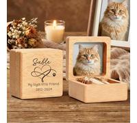 PANPANZZ Personalized Wooden Pet Urn For Dogs And Cats - Custom Engraved Small Keepsake Cremation Box - Handcrafted Memorial Urn For Ashes, Small Animal Burial Casket