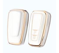 PANPHEN car key case for Toyota, suitable for Toyota CHR RAV4 Camry C-HR Corolla Prado Prius 2016 2017 2018 2019 2020, 2 buttons, White