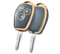 PANPHEN Car Key Case Suitable For Renault，3 Buttons Key Cover For Renault Clio Master Traffic Modus Logan Twingo Kangoo Vivaro,Golden Edge Blue