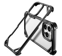 PANPHEN for iPhone 16 Pro 6.3" Bumper Case Metal, Aluminum Frame Slim Fit No Back Design, Compatible with MagSafe, 4 Corner Shockproof Protection, Minimalist Frameless Phone Case, Black