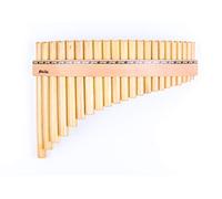 Panpipes made of bamboo with 22 tones tubes in C major with wooden strap design, handmade, handmade by Plaschke Instruments from South Tyrol/Italy