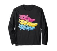 Pansexual Axolotl Pile LGBTQ Pan Pride Flag Long Sleeve T-Shirt