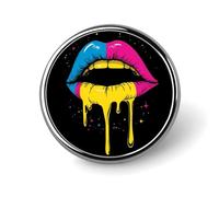 Pansexual Flag Lgbt Gay Dripping Lips Round Metal Brooches 1 Inch Memorial Badges Exquisite Decorations Pins for Clothing