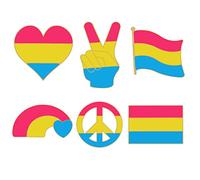 Pansexual LGBTQ Pride Enamel Pin Omnisexual Rainbow Flag Peace Heart Brooch Unisex Gay Lesbian Design Badges Backpack Lapel Pins Metal Badges Jewelry Gift for Lovers