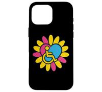 Pansexual Pan Pride Disabled Wheelchair Heart Flower Petals Case for iPhone 16 Pro Max