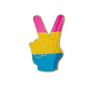 Pansexual Peace Hand Rainbow Bow LGBTQ Pride Flag Enamel Lapel Pin Badge - 2.4 x 2.2 cm - Equality Symbol Brooch for Jackets, Backpacks, Hats, and Festival Accessories