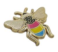 Pansexual Pride Bee Enamel Pin in Pan LGBT+ Flag Colors | Pride Jewelry, enamel Zinc, no gemstone