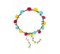 Pansexual Pride Flower Crown Headband - Pink, Yellow & Blue Rose Garland Hair Wreath for LGBTQ+ Pride Parade, Festivals, Raves & Parties - Adjustable Pansexual Flag Floral Headband for Women, Men & No