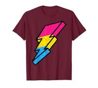 Pansexual Pride Lightning Bolt Cute Pan LGBTQ Parade T-Shirt, Men, Burgundy, 3X-Large