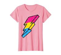Pansexual Pride Lightning Bolt Cute Pan LGBTQ Parade T-Shirt, Women, Pink, X-Large