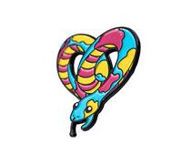 Pansexual Pride Noodle Love Enamel Pin | Heart-Shaped Snake Pin in Pan Pride Flag Colors | LGBTQ+ Subtle Pride Accessory by Hokum and Snark, enamel Zinc