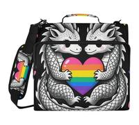 Pansexual Pride Pansexual Dragon 1.5 Inch 3 Ringing Zipper Binder with Shoulder Strap Includes Zip Pocket Document Organizer for Middle Student
