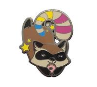 Pansexual Pride Raccoon Pin | Chibi Trash Panda Hard Enamel Lapel Pin with Pan Pride Stripes on Tail, Metal, no gemstone
