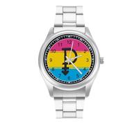 Pansexual Pride Symbol Flag Minimalist Men's Wrist Watches Alloy Analogue Quartz Watch Fashion Accessories