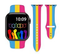 Pansexual Pride Watch Bands Compatible with Apple Watch 42mm 44mm 45mm 49mm for Women Men Silicone Smartwatch Wristbands Strap for iWatch Series Ultra SE 9 8 7 6 5 4 3 2 1