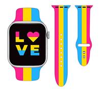 Pansexuality Pride Flag Watch Band Compatible with Apple Watch 38mm 40mm 41mm 42mm 44mm 45mm for Women Men Gifts Sport Silicone Wristbands Strap for IWatch Series 7 6 5 4 3 2 1(42mm/44mm)