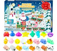 PANSHAN 2025 Mochi Squishy Advent Calendar Christmas 24 Days Countdown Advent Calendar Including 24 Cute Kawaii Mochi Animal Squishies Toys for Kids Boys Girls