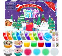 PANSHAN Fidget Advent Calendar 2024 Crystal Slime Christmas Countdown Calendar Toys Holiday Set 24 Days Xmas Surprise Gift Toys for Kids Girls Boys Ages 3 4 5 6 7 8 9+, Blue