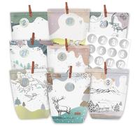 PANSIBY Advent Calendar for Filling, 24 Christmas Calendar Paper Bags for DIY Crafts, Christmas Bags with 1-24 Number Stickers to Fill Yourself