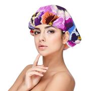Pansies,Adult's Satin Sleeping Cap - Women's Elastic Sleep Bonnet, Adjustable Overnight Hair Cover
