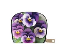 Pansies Flower Printed Card Holder Wallet, Women's PU Leather Card Case Wallet & Pocket Wallet