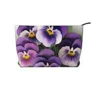 Pansies Flower Printed Corduroy Makeup Bag for Travel & Daily Use, Stylish Pouch Purse Case Cosmetic Bags Organizer for Women