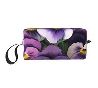Pansies Flower Printed Makeup Bag with Handle, Lightweight Portable Cosmetic Organiser for Travel, Gym & Daily Use – Gift for Women Girls