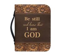 Panskyllis Be Still and Know That I am God Verses Womens Bible Study Case Leather Church Tote Bag for Prayer with Zipper and Handle Dustproof Multi-Pockets Organizer Church Tote Size M-2XL
