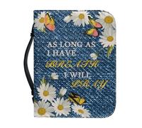 Panskyllis Bible Cover for Men Women Dustproof PU Leather Study Bible Protective Bag Handy Storage Bag with Handle Size M-2XL, As Long as I Have Breath I Will Pray, M