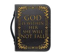 Panskyllis Bible Cover for Women and Men Study Bible Protective Bag Scripture Tote Book Protector with Big Capacity, Golden Cross, XL