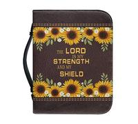 Panskyllis Bible Cover for Women and Men Study Bible Protective Bag Scripture Tote Book Protector with Big Capacity, Leather Sunflower Print, M