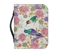 Panskyllis Bible Cover for Women and Men Study Bible Protective Bag Scripture Tote Book Protector with Big Capacity, Hummingbird Floral Blossom, XXL