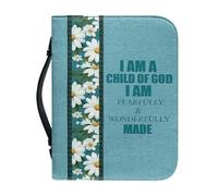 Panskyllis Daisy Verses Bible Case Protective for Women PU Leather Bible Accessory with Zipper and Handle Unique Church Bag Size M-2XL