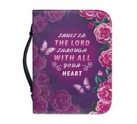 Panskyllis Rose Butterfly Verses Bible Case for Women Leather Book Protector Case with Zipper and Handle Scratch Dirty ProofWomens Cosmetic Bag Size M-2XL