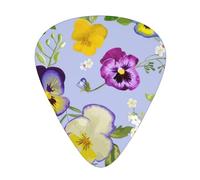 Pansy Flowers,12 Pcs Guitar Pick,3 Different Thickness Plectrums for Acoustic Guitar Bass Ukulele (0.46mm 0.96mm 0.71mm)