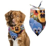 Pansy Flowers Dog Bandana Triangle Dog Scarf Washable Polyester Dog Bibs Cute Pet Bandana for Medium Large Dogs Puppy and Cats