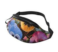 Pansy Flowers Fanny Pack for Women Men Fashion Waist Packs with Adjustable Strap Waterproof Everywhere Crossbody Bag Casual Belt Bag for Workout Running Travel Purse