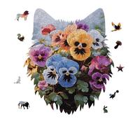 Pansy Flowers Jigsaw Puzzle 175PCS Wolf Head Design Puzzle Wooden Jigsaw Puzzles for Adults Families