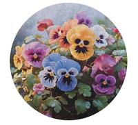 Pansy Flowers Jigsaw Puzzle Challenging Round Animals Puzzle Wooden Jigsaw Puzzles for Adults Families 195 PCS