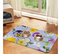 Pansy Flowers,Waterproof Pet Feeding Mat,PU Leather Placemats for Cat Dog Water Bowl,Food Mats,30x45cm