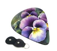 Pansy Perfection 6 Pack Guitar Picks With Holder, Personalized Guitar Plectrums Non-Slip Portable Ukulele Bass Picks 0.96mm For Acoustic Guitar Lovers Gifts
