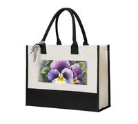 Pansy Perfection Canvas Tote Bag For Women Personalized Present Bag Large Capacity Reusable Shopping Bag Suitable For Wedding, Birthday, Holiday Great Gift For Mom, Teachers, Friends, Bridesmaids