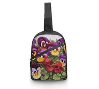 Pansy Perfection Crossbody Backpacks for Women Men Casual Cross Chest Bag Sling Pack Hiking Daypack