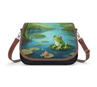 Pansy Perfection Crossbody Bags for Women Leather Handbags Travel Purses Shoulder Bags Tote Bag for Daily Use, Frog in a Pond, One Size