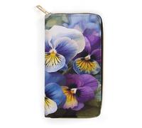 Pansy Perfection Leather Wallet, Bifold Stylish Wallets, Credit Card Holder for Passport Covers, Purse Passport Bag for Men Women
